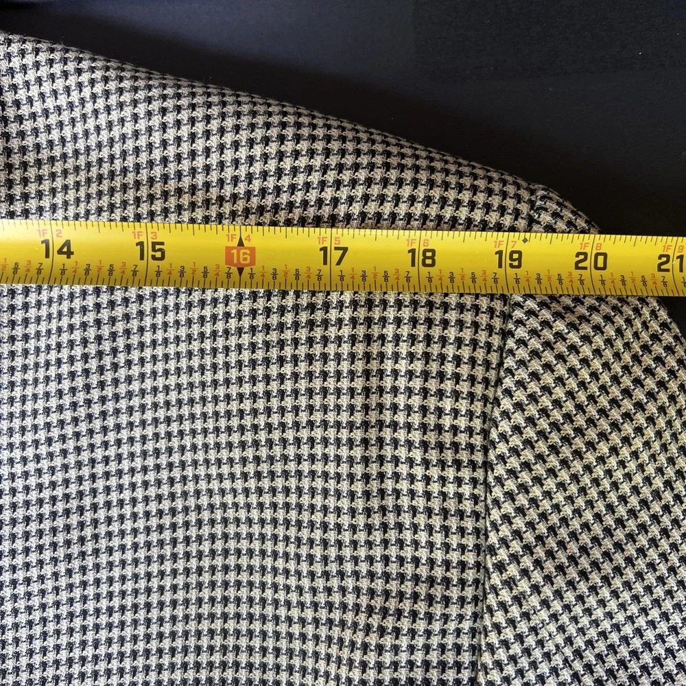 Coppley SILK WOOL Sport Coat 41 TALL Beige Black Houndstooth Blazer Jacket EUC